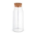 Borosilicaatglazen fles met kurkstop 800 ml Crystal Juice met afdrukgebied