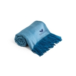 Dekens van acryl met zacht aanvoelende franjes 270 g/m2 Sofa kleur blauw afbeelding met logo 2