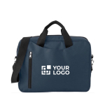 Polyester laptoptas met handvatten en verstelbare riem 14” Chicago kleur donkerblauw met jouw bedrukking