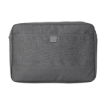 Donkergrijze 600D canvas laptophoes met logo 13 inch Office kleur donkergrijs eerste weergave