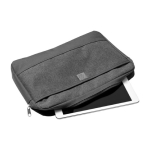 Donkergrijze 600D canvas laptophoes met logo 13 inch Office kleur donkergrijs derde weergave