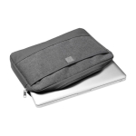 Donkergrijze 600D canvas laptophoes met logo 13 inch Office kleur donkergrijs vierde weergave