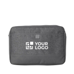 Donkergrijze 600D canvas laptophoes met logo 13 inch Office kleur donkergrijs met jouw bedrukking