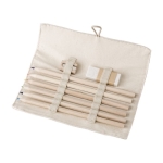 Linnen en katoenen oprol etui, potloden, puntenslijper en gum Linen kleur beige achtste weergave