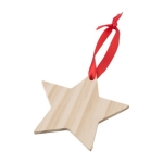 Houten stervormig ornament met rode strik Christmas Galaxy kleur bruin tweede weergave