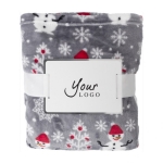 Fleece dekens met kerstprint bedrukken 260 g/m2 Kerst kleur grijs tweede weergave