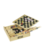 Set van 5 spellen in een houten kist voor promotie Multiplayer kleur hout met jouw bedrukking