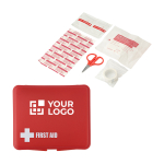 Rode plastic EHBO-kit personaliseren Basic kleur rood met jouw bedrukking