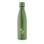 Thermosfles van gerecycled staal 500 ml Lane Recycled kleur donkergroen weergave met logo