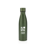 Thermosfles van gerecycled staal 500 ml Lane Recycled kleur donkergroen met afdrukgebied