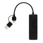 USB-hub van gerecycled plastic 100% PVC-vrij kleur zwart tweede weergave