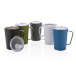 Thermosbeker van gerecycled staal met handvat 420 ml Premium Recycled kleur blauw weergave algemeen