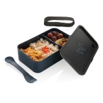 Lunchbox bedrukken van 93% gerecycled plastic 1,2L Carry Recycled kleur marineblauw weergave met logo