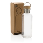 Gerecyclede plastic fles met dop en handvat 680ml Climate Recycled kleur doorzichtig weergave met doos