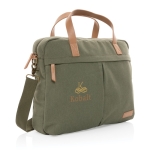 Kwalitatieve gerecyclede laptoptas 15,6” Getaway kleur groen weergave met logo