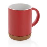 Matte kleur kurkbasis keramische mok 280 ml Cork Base kleur rood