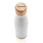 Fles met een infuser en bamboedetail 520 ml Lid&Bottom Bambu kleur wit weergave met logo