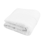 Gekleurde katoenen badhanddoek met logo 30x50cm en 450 g/m2 Soft Guest kleur wit