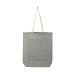 Gerecycleerde katoenen tas met zak 150 g/m2 ColorBlocks Pocket kleur zwart tweede weergave voorkant