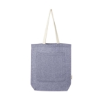 Gerecycleerde katoenen tas met zak 150 g/m2 ColorBlocks Pocket kleur blauw tweede weergave voorkant