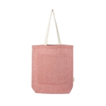 Gerecycleerde katoenen tas met zak 150 g/m2 ColorBlocks Pocket kleur rood tweede weergave voorkant