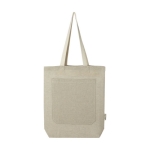 Gerecycleerde katoenen tas met zak 150 g/m2 ColorBlocks Pocket kleur naturel tweede weergave voorkant