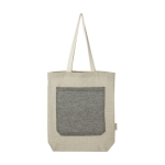 Gerecycleerde katoenen tas met zak 150 g/m2 ColorBlocks Pocket kleur meerkleurig tweede weergave voorkant