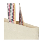 Gerecycleerde tassen met regenbooghandvatten 180 g/m2 Tote Rainbow kleur naturel weergave detail 1