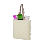 Gerecycleerde tassen met regenbooghandvatten 180 g/m2 Tote Rainbow kleur naturel tweede weergave