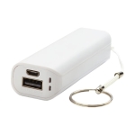 Goedkoop powerbank bedrukken met sleutelhanger 1.200 mAh Energy kleur wit