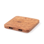 Draadloze oplader 2100mAh met logo inclusief 2 USB uitgangen Coco kleur naturel vierde weergave