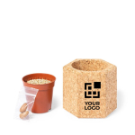 Promotionele kurken pot met pijnboompitten Pine Seeds met jouw bedrukking