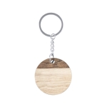 Houten sleutelhanger met logo in twee kleuren SimpleWood kleur naturel eerste weergave