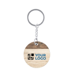 Houten sleutelhanger met logo in twee kleuren SimpleWood met jouw bedrukking