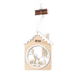 Houten kerststijl ornament Scenaries met jouw bedrukking