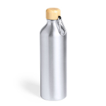 Grote aluminium fles met bamboe stop 800ml Helsinki kleur zilver