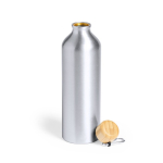 Grote aluminium fles met bamboe stop 800ml Helsinki kleur zilver  negende weergave