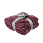 Deken met twee verschillende kanten fluweel en sherpa Rainy Day kleur bordeaux eerste weergave