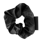 Satijnen scrunchie om aan klanten te geven met uw logo Satin kleur zwart eerste weergave