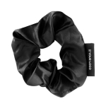 Satijnen scrunchie om aan klanten te geven met uw logo Satin kleur zwart met afdrukgebied