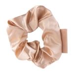 Satijnen scrunchie om aan klanten te geven met uw logo Satin kleur champagne eerste weergave