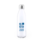 Gekleurde glazen fles met stalen dop 650ml UrbanStyle Crystal met jouw bedrukking