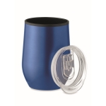 Dubbelwandige RVS beker met deksel 350ml Colors kleur blauw