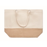 Canvas tas met trekkoordhandvatten en jute basis 280 g/m2 Seaside kleur beige tweede weergave