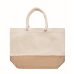 Canvas tas met trekkoordhandvatten en jute basis 280 g/m2 Seaside kleur beige vijfde weergave