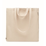 Gerecyclede tas bedrukken met ritsvak 140 g/m2 Double Handle kleur beige tweede weergave