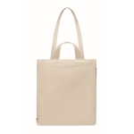 Gerecyclede tas bedrukken met ritsvak 140 g/m2 Double Handle kleur beige derde weergave