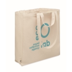 Gerecyclede tas bedrukken met ritsvak 140 g/m2 Double Handle kleur beige hoofdweergave