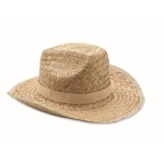 Cowboyhoed van natuurlijk stro met aanpasbaar lint Tulum kleur beige