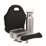 Set met fles, lunchbox, bestek en tas Lunch TakeAway kleur zwart